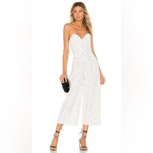 Michael Costello X REVOLVE Carlisle Jumpsuit Strapless White Black Dot Size XXS